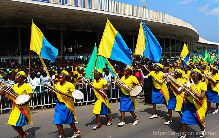 가봉 주요 명절과 축제 - Prompt 1: Vibrant Gabonese Independence Day Parade**