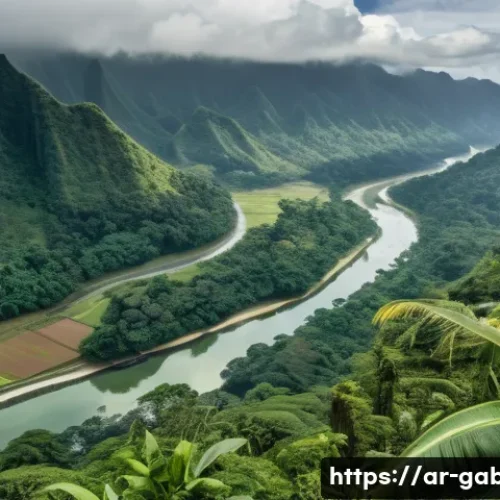 Home 33 가봉과 카메룬의 국경 분쟁 - A detailed scene depicting the dense, tropical border region between Gabon and Cameroon, featuring l...